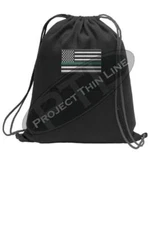 Thin Green Line Embroidered Flag Military Federal Agent Cinch Sack back pack