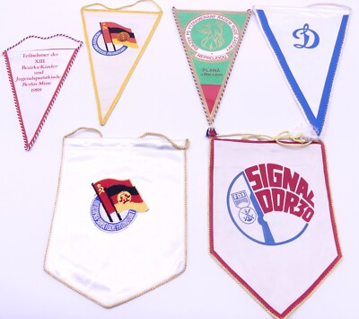 6 Original Old Pennants GDR and Warsaw Packt T0100 