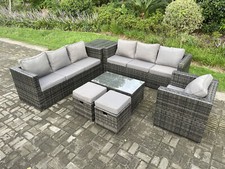Fimous Rattan Garden Furniture Set Outdoor Patio Sofa Set with Coffee Side Table