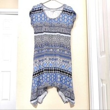 DEPT222 Boho Lagenlook handkerchief hem dress petite womens size MP