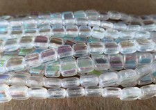 25 6 x 6 x 3 mm Czechmates Two Hole Tile Beads: Crystal AB 2X Double Sided AB