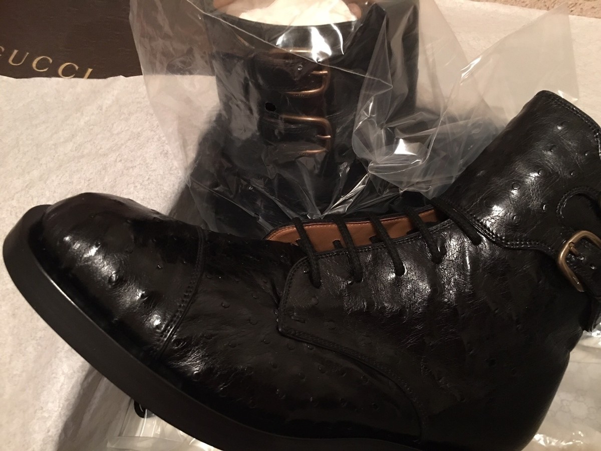 Gucci Men’s Leather Boots 10D Gucci Black Leather Lace-Up Boots Size 9.5 UK main image 4