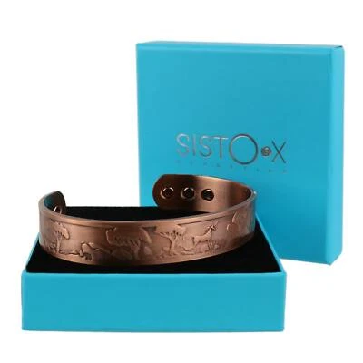 SISTO X Chunky Copper Magnetic Bracelet/Bangle Unicorn Design 6 Magnets Health Rare Eart