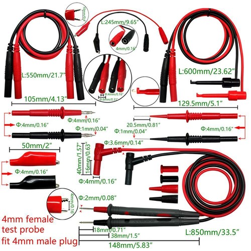 Aidetek silicone rubber wire needle tipped alligator clips Test Leads TLP20258 - 第 2/8 張圖片