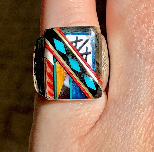 Vintage Native First Nations Ring Diamond Back 3 … - image 8