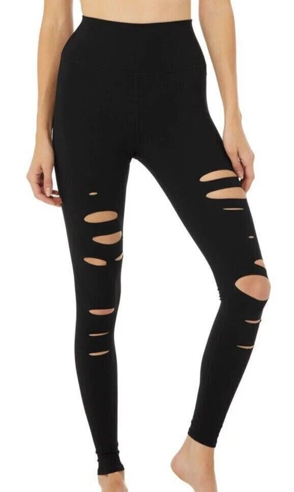 alo-yoga high waisted ripped warrior leggings