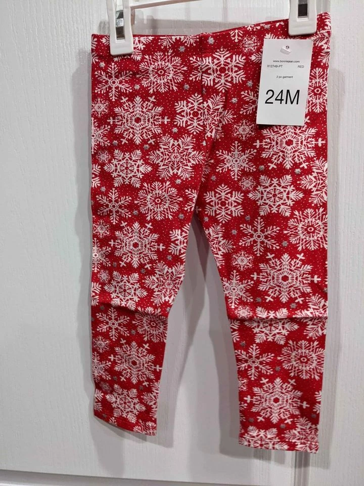 Bonnie Jean Bebé Niñas Navidad Vacaciones Reno Rojo Vestido Polka Legging Set Foto 4 de 4