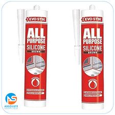 Evo-Stik 2 x All Purpose Waterproof, Mould Resistant,Flex Silicone Sealant Brown
