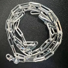 Italy Paper Clip Necklace Sterling Silver 925 Necklace Men Women 4MM FREE SHIP