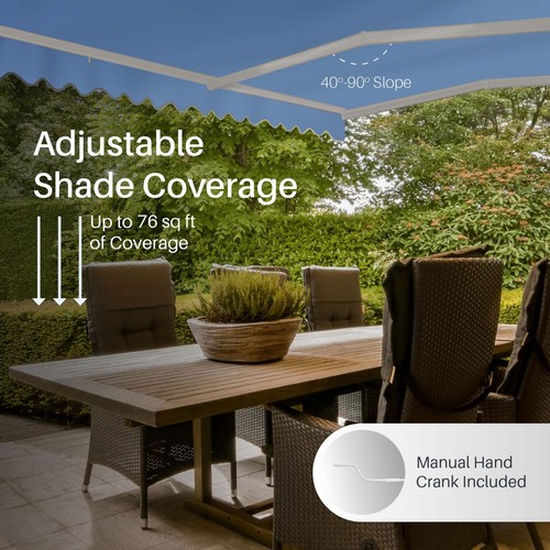 ALEKO Manual Retractable Home Patio 10 x 8 feet Awning Sky Blue Canopy Sunshade - Bild 10 von 12