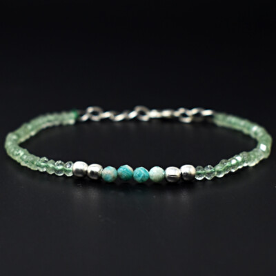 21 kt Natürliches 6 Zoll langes Aquamarin & Amazonit facettierte Perlen Armband JK-29E291