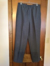 New Women's Dress Pants Polyester Flat Front Elastic Waistband Gray Slacks Sz 14