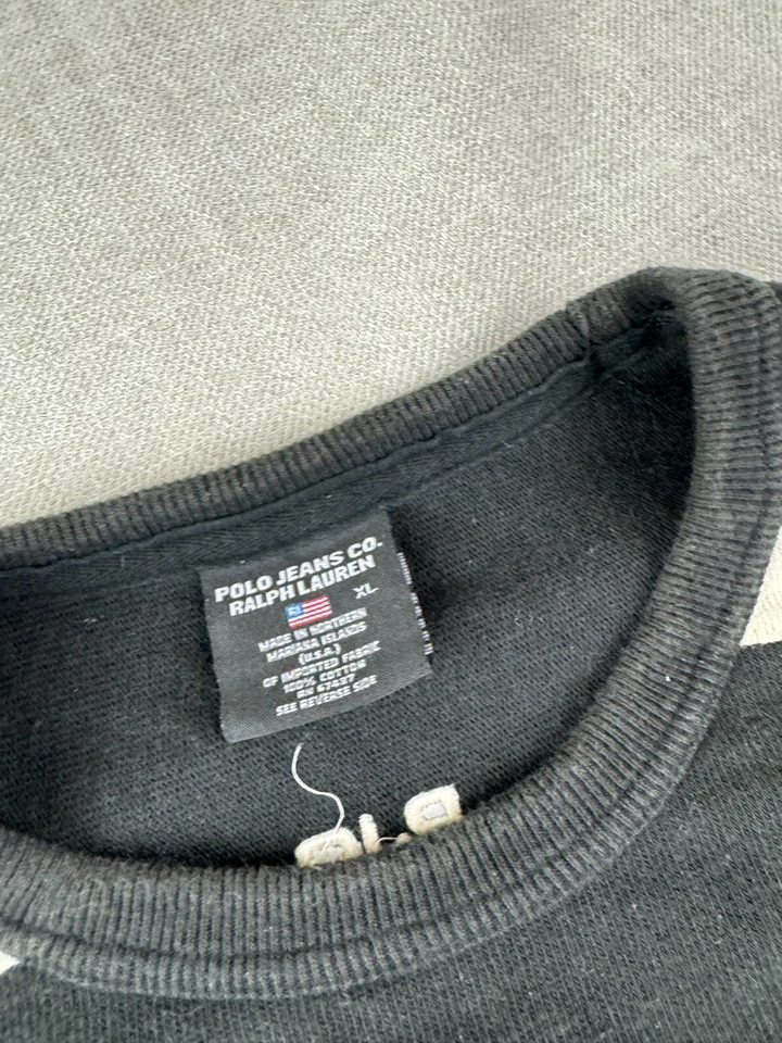 Polo Ralph Lauren Jeans Hockey Jersey Size Xl Black Red Long Sleeve 67 Vintage - Image 3 of 4