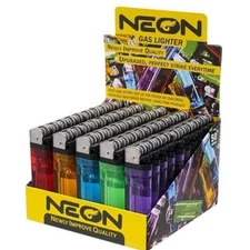 50 NEON Cigarette Lighter Full Size Disposable Lighters