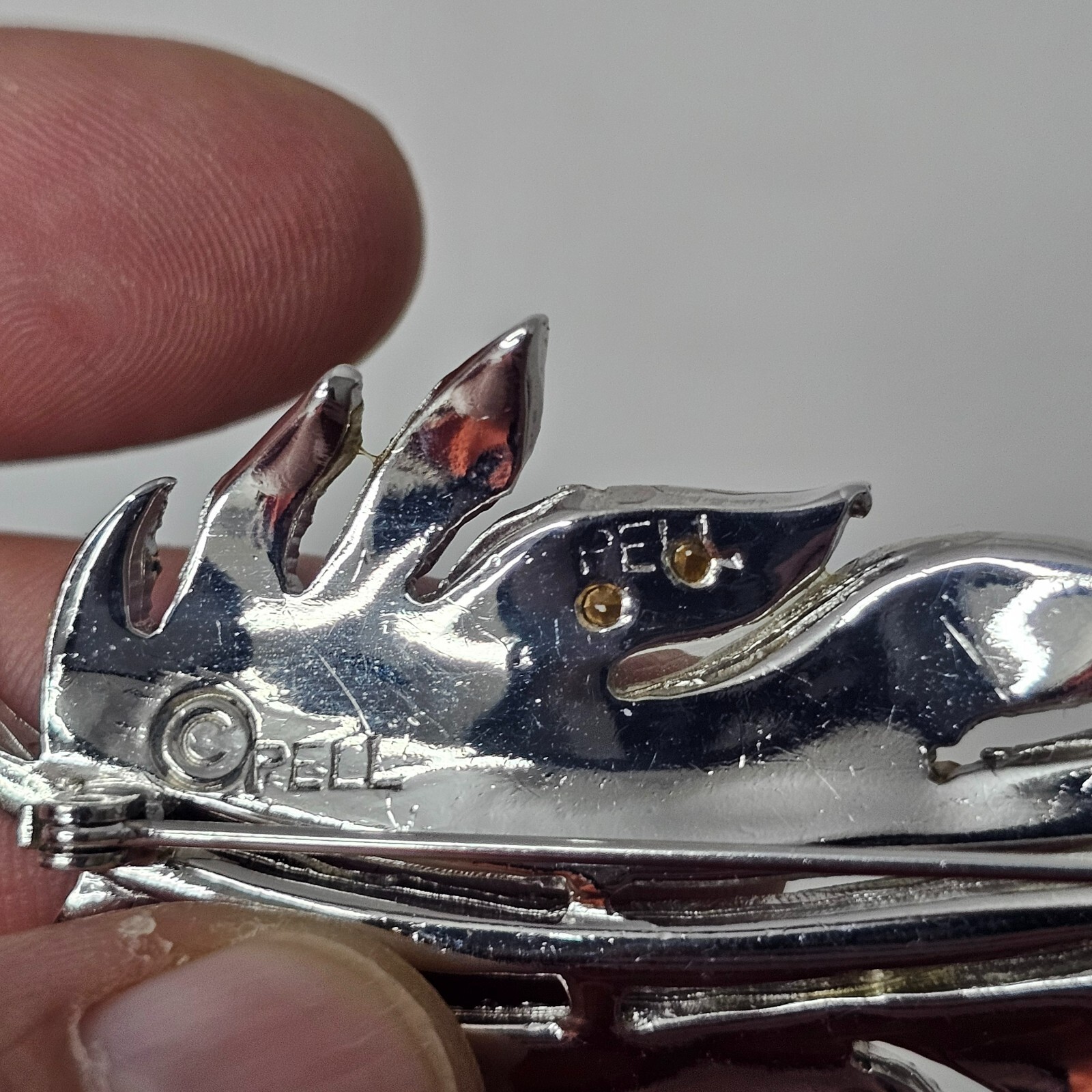 Pell Silver Tone Leaf Brooch Clear Rhinestone Cry… - image 6