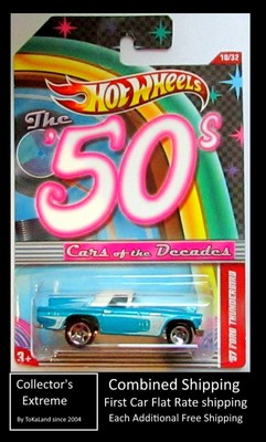 Hot Wheels Blue '57 Ford Thunderbird #10/32 2008 Cars of the Decades The 50s