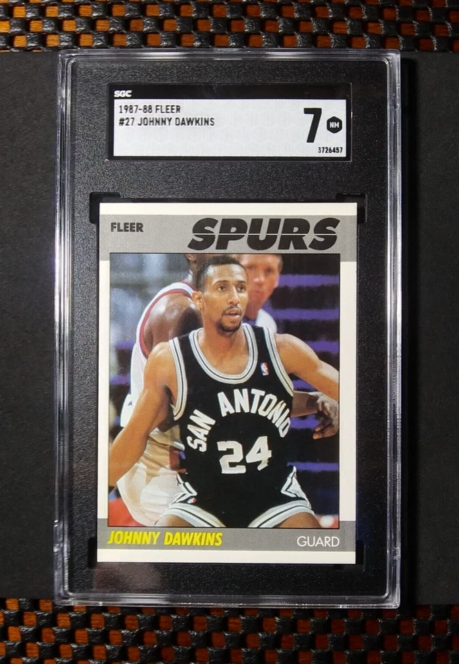 1987-88 Fleer Basketball [Base] Rookies #27 Johnny Dawkins RC SAS Duke NM SGC 7 - Image 3 of 4