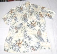 Campia Moda Men  s Hawaiian Shirt Ecru with Floral Size L