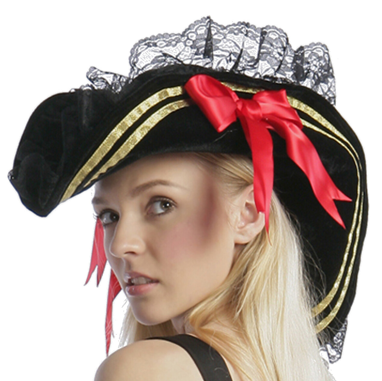 Sombrero pirata pirata pirata sombrero disfraz carnaval Halloween negro NUEVO organza gótica