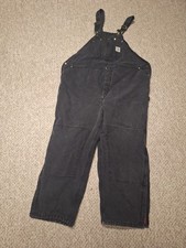 Carhartt Mens Black Canvas Double Knee Overalls Size 53 Waist