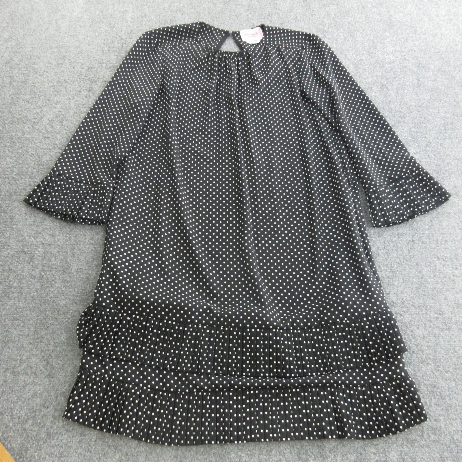 Kate Spade New York Dress Womens 4 Black Polka Dot Ruffle Bell Sleeve Shift