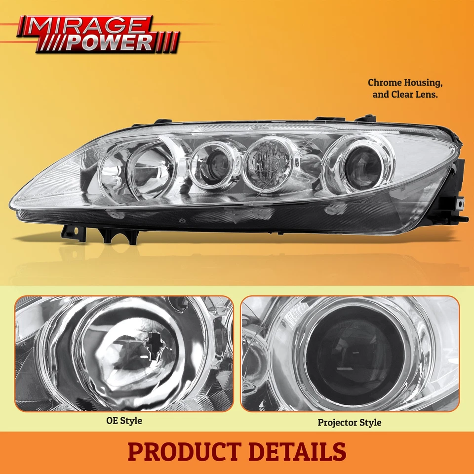 Chrome Clear Signal Projector Headlights Bumper Lamps Pair For 2003-2005 Mazda 6 Foto 4 de 4