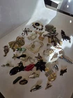 Vintage Brooch Pin Lot 25+ Mixed Costume Jewelry Cat Lips Anchor As Is