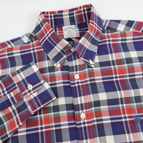 Brooks Brothers 1818 Regent Men's Plaid Button Down Shirt Long Sleeve Large