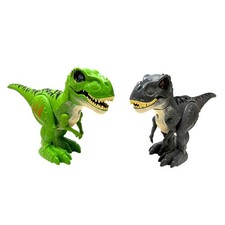 Zuru Robo Alive Walking and Growling T-rex Pair Green Gray TESTED