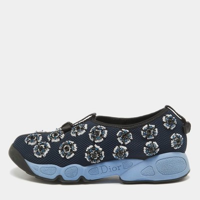 Dior Blue Mesh Fusion Slip On Sneaker Größe 34,5