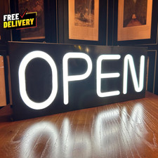 Large Outdoor Waterproof LED Open Sign Ultra Bright with Power Adapter 19.7x8  