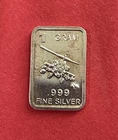 1 Gram Fine Silver Art Bar With Apache Helicopter Image! Pure .999 Silver!