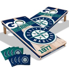 Mariners Cornhole Boards Seattle Mariners 2x4 Pro Foldable Legs Resin Bags