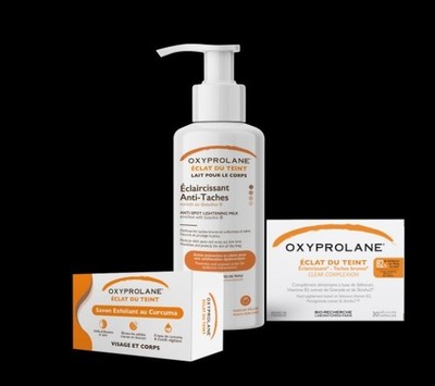 PACK OXYPROLANE MILCH, ANTI-FLECKEN-ERGÄNZUNG UND PEELING-SEIFE KURKUMA