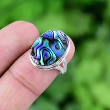 Abalone Shell Gemstone 925 Sterling Silver Ring Handmade Jewelry Ring For Gift