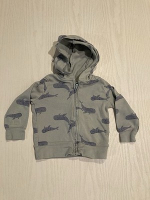 Boys Baby Size 3-6 Months Whale Hoodie Zip Up Jacket Blue Full Zip Whales