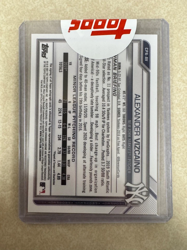 Alexander Vizcaino 2021 Bowman Chrome Prospect #CPA-AV Green Refractor /99 Auto - Image 2 of 2