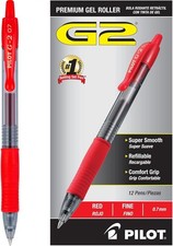 Pilot G2 Gel Pens Fine Point Red Ink Retractable Refillable 12 Pack Box 31003