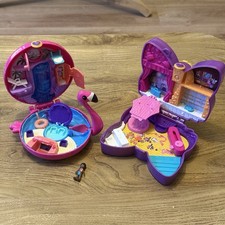 Bundle of Polly Pocket Playsets Butterfly 2021 & Flamingo 2017 with 1 Figure