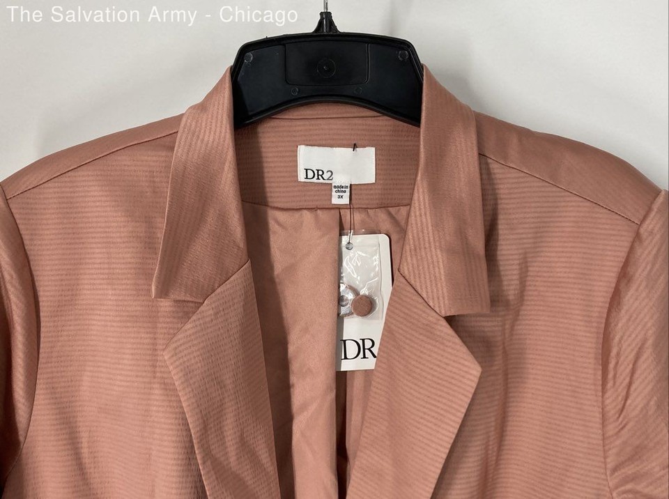 DR2 Womens Salmon Pink Long Sleeve Single-Breasted One-Button Blazer ...