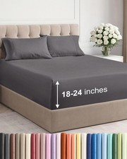 Extra Deep Pocket Queen Sheet Set - 4 Piece Breathable Queen, 06 - Dark Grey