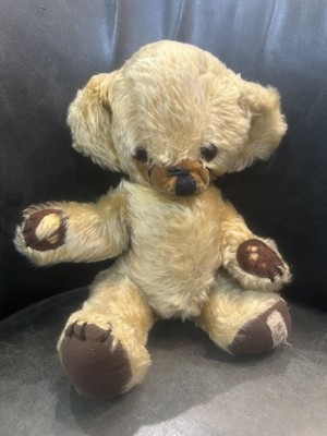 Merrythought frecher Teddybär Vintage 50er/60er Jahre Gold Mohair Glocken in den Ohren
