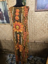 Vintage Hawaiian Surf Brand Barkcloth Aloha Maxi Dress w1251