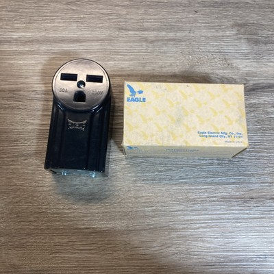 #ad #ad NOS EAGLE 30A SURFACE POWER RECEPTACLE #1232 BOX BLACK $8.59
