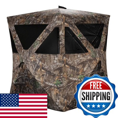 Rhino Blinds R100-Rte 2 Person Hunting Ground Blind Realtree Edge