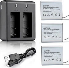 3x1350mAh Action Camera 3*1350mAh Batteries with Dual Port Battery Charger 