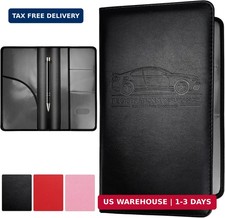 Car Registration and Insurance Card Holder, Leather License Document Black Glove