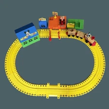Vintage 1980s Mickey Town Train Set – Wood & Plastic Track Playset, Sold As Show