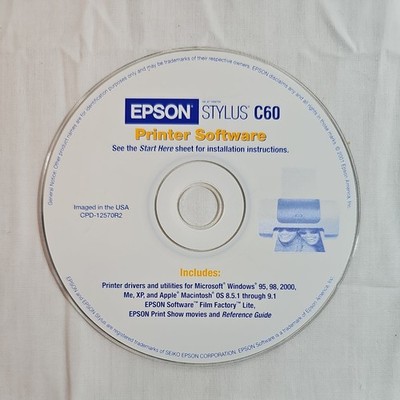 EPSON Stylus C60 Series Printer Software Drivers and Utilities Disc - Loads