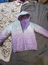 Eddie Bauer Youth Girls Reversible Jacket L 14-16, NWT Purple and Ocean Blue